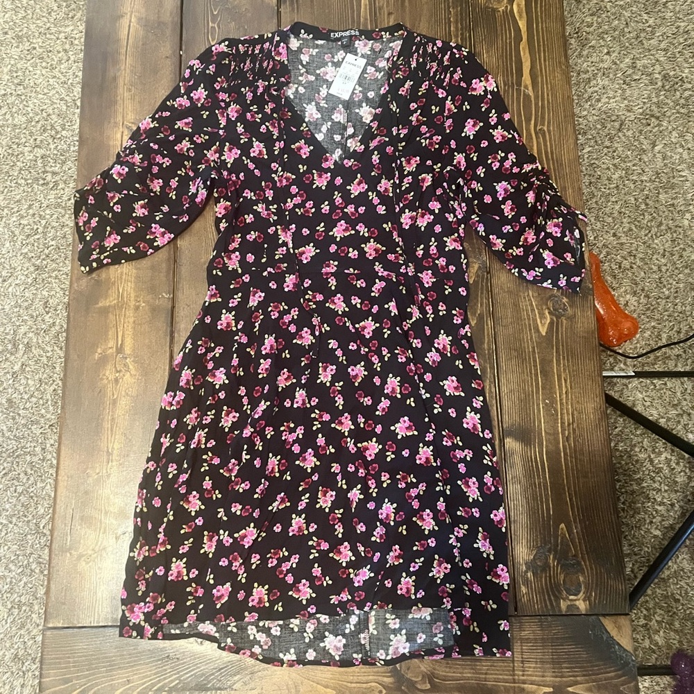 Express Black Floral Dress NWT petite
